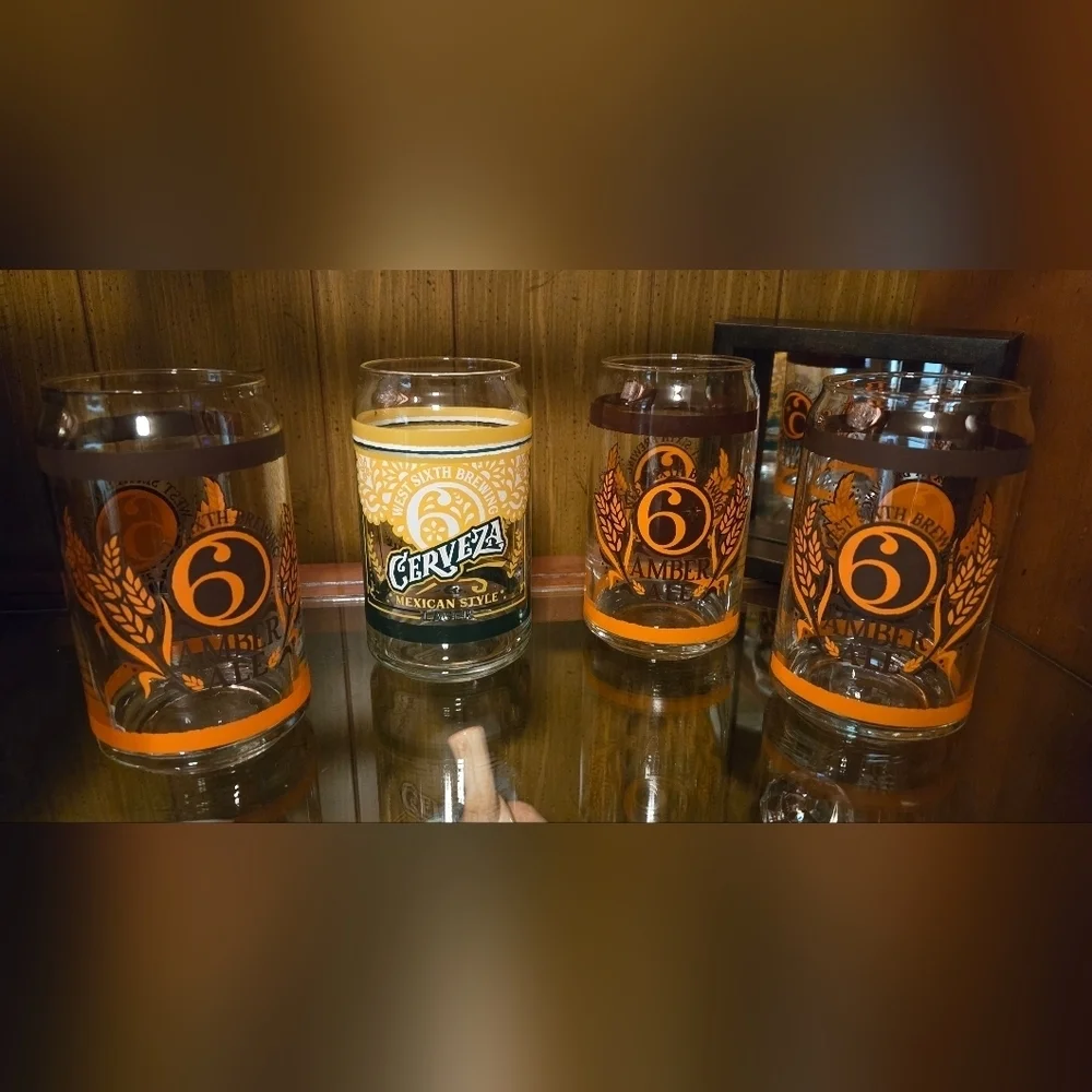 West Sixth Brewing | Amber Ale & Mecican Style Lager Beer Glasses | Set Of 4 - Picture 2 of 15